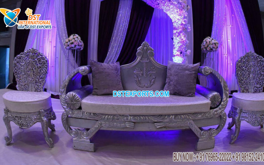 Silver Finish Boat Style Wedding Sofa Set